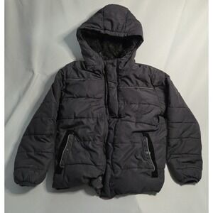 Swiss Tech Boys Grey Puffer Jacket Hooded Fleece Lined Size L 10-12